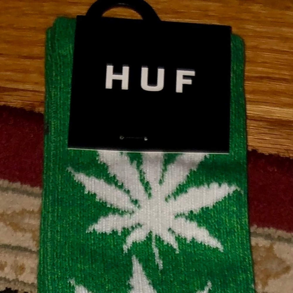 Huf Green Weed Crew Socks Brand New One Size